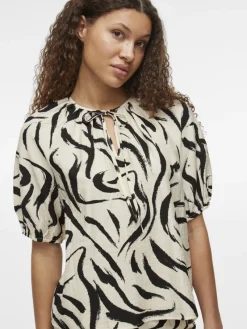 Vila Blusen*VICLO 2/4 V-NECK TOP - NOOS birch