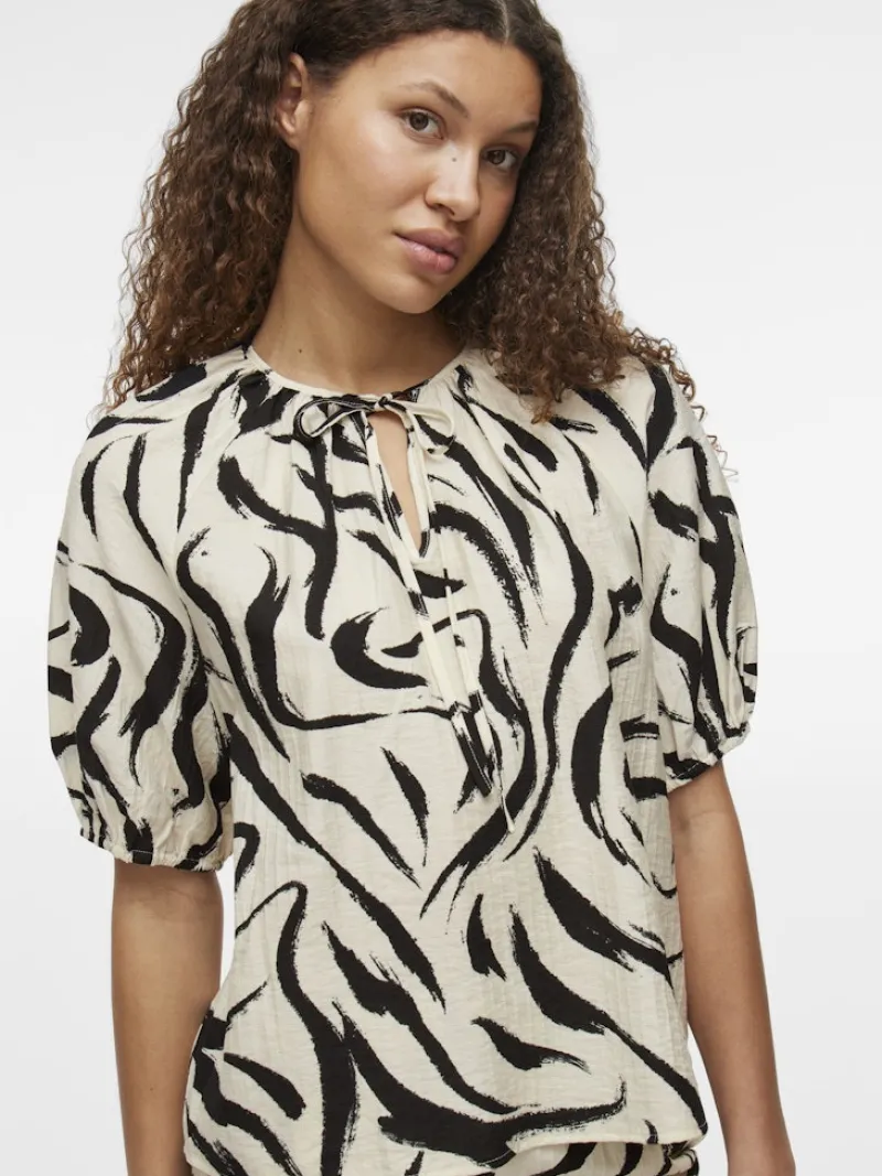 Vila Blusen*VICLO 2/4 V-NECK TOP - NOOS birch