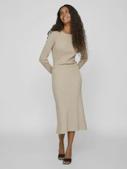 Vila Röcke*VICOMFY A-LINE KNIT SKIRT- NOOS natural melange