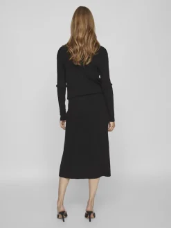 Vila Röcke*VICOMFY A-LINE KNIT SKIRT- NOOS Black