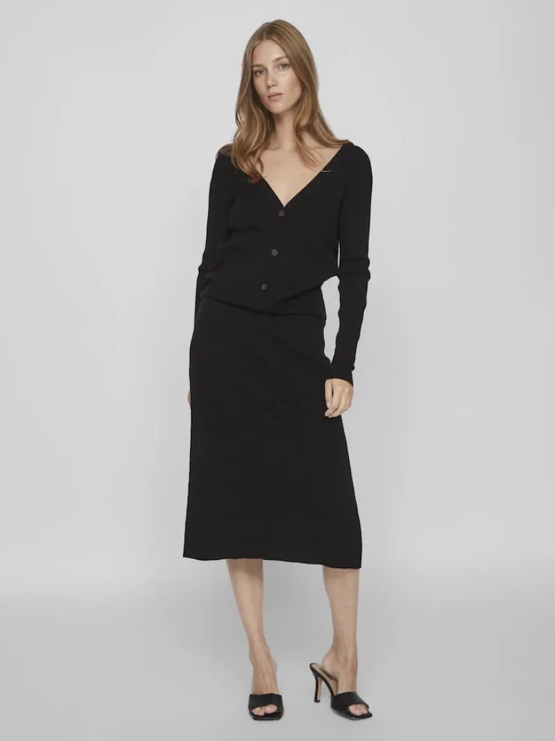Vila Röcke*VICOMFY A-LINE KNIT SKIRT- NOOS Black