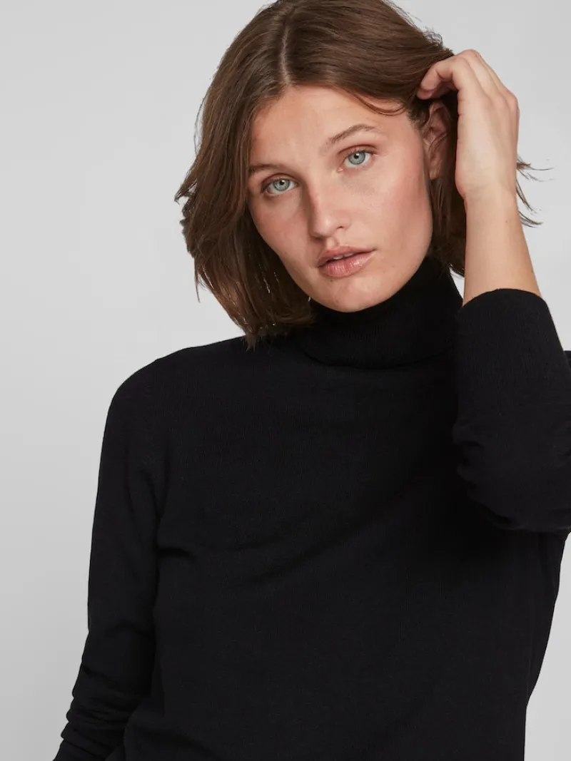Vila Pullover & Sweatshirts*VICOMFY L/S ROLLNECK KNIT TOP/SU/PB Black