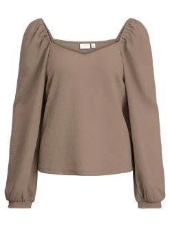 Vila Blusen*VICOTIN SQUARE NECK L/S TOP Portabella