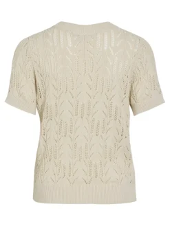 Vila Shirts*VICOTTI S/S O-NECK KNIT TOP - NOOS birch
