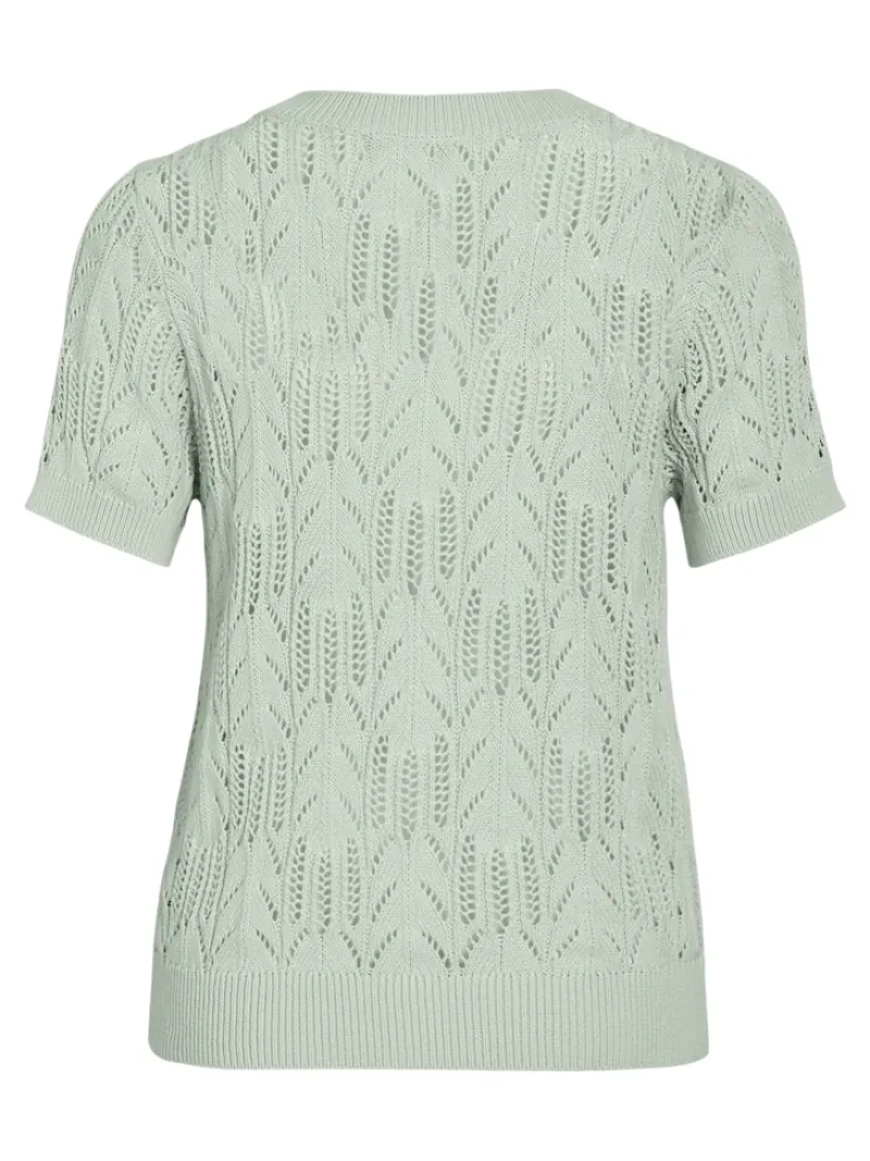 Vila Shirts*VICOTTI S/S O-NECK KNIT TOP - NOOS silt green