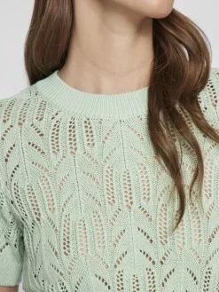 Vila Shirts*VICOTTI S/S O-NECK KNIT TOP - NOOS silt green