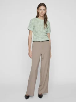 Vila Shirts*VICOTTI S/S O-NECK KNIT TOP - NOOS silt green