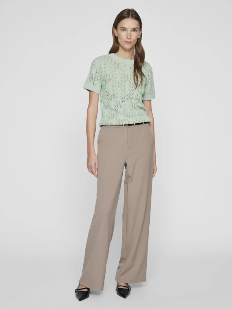 Vila Shirts*VICOTTI S/S O-NECK KNIT TOP - NOOS silt green
