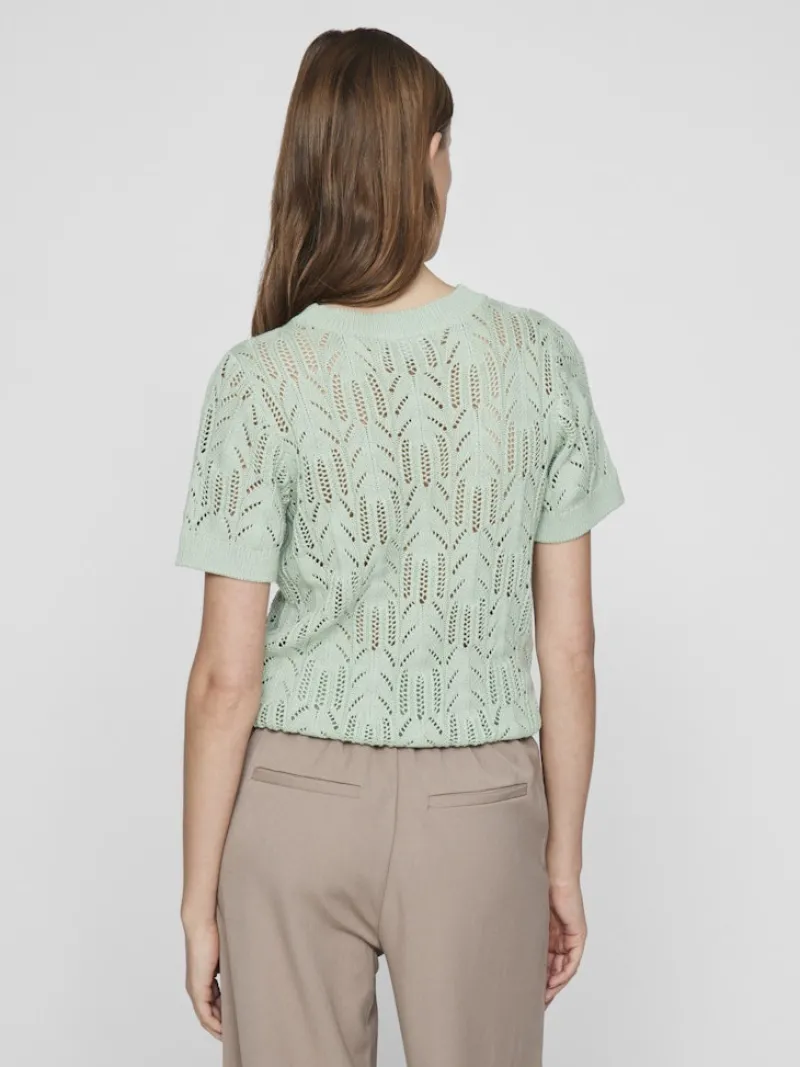 Vila Shirts*VICOTTI S/S O-NECK KNIT TOP - NOOS silt green