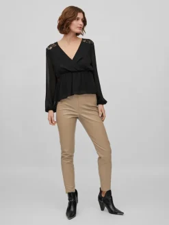 Vila Hosen*VIDAGMAR RWRE COATED LEGGING Walnut