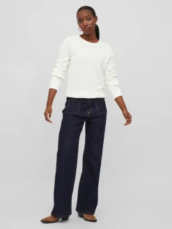 Vila Pullover & Sweatshirts*VIDALO O-NECK L/S KNIT TOP- NOOS white alyssum