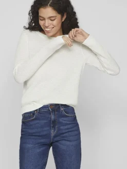 Vila Pullover & Sweatshirts*VIDALO O-NECK L/S KNIT TOP- NOOS white alyssum