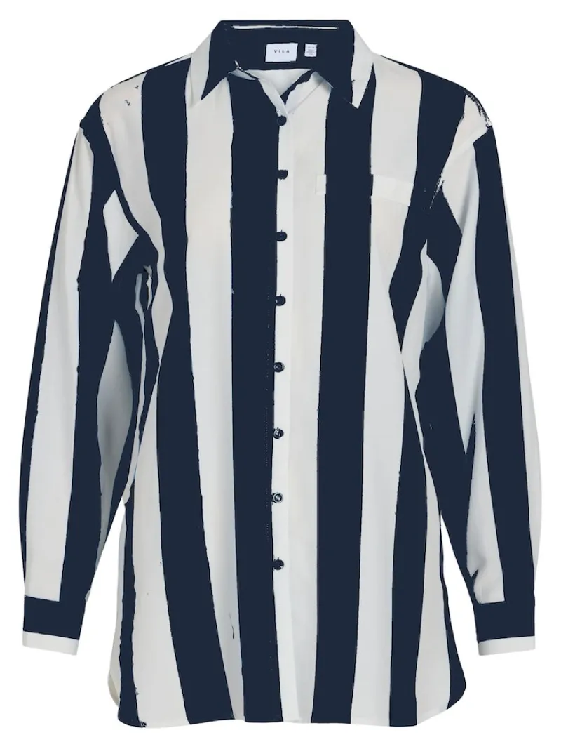 Vila Blusen*VIDANCY L/S LONG SHIRT/PB dunkelblau2