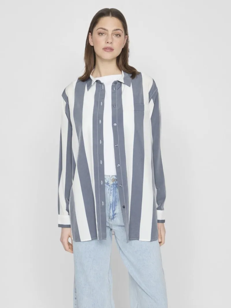 Vila Blusen*VIDANCY L/S LONG SHIRT/PB dunkelblau2