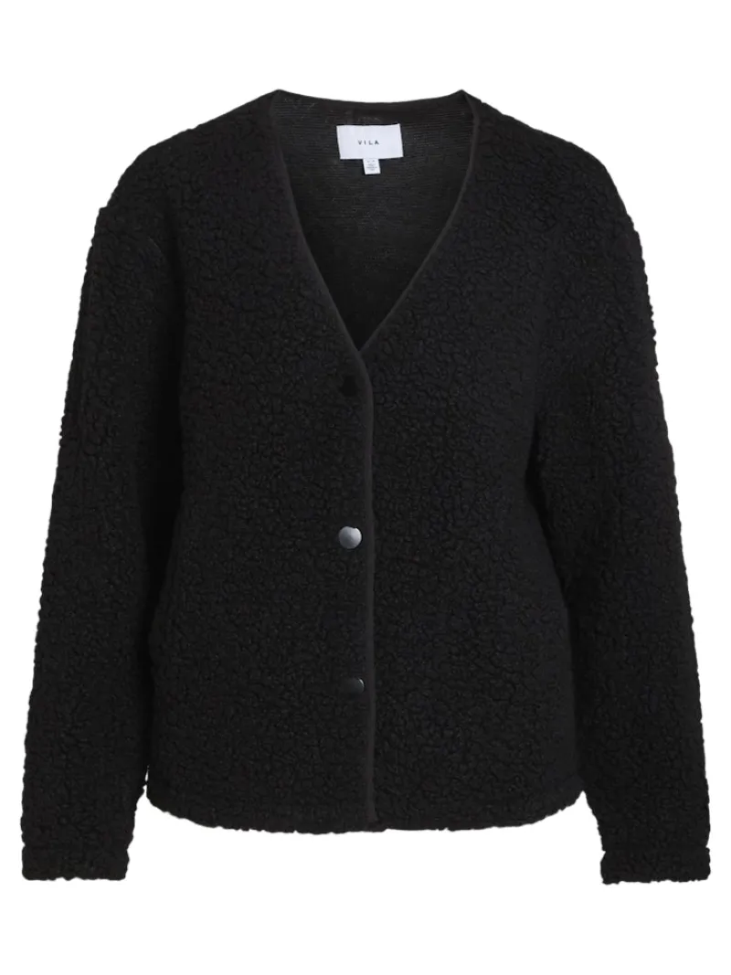 Vila Pullover & Sweatshirts*VIDANIA L/S TEDDY JACKET Black