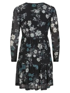 Vila Kleider*VIDAVIS L/S SHORT PRINTED V-NECK DRESS Black