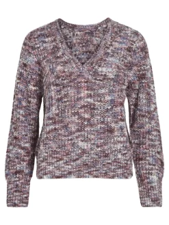 Vila Pullover & Sweatshirts*VIDIRMA REV V-NECK L/S KNIT TOP/1 bijou blue