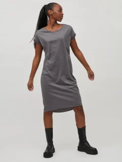 Vila Kleider*VIDREAMERS S/S KNEE DRESS Medium Grey Melange