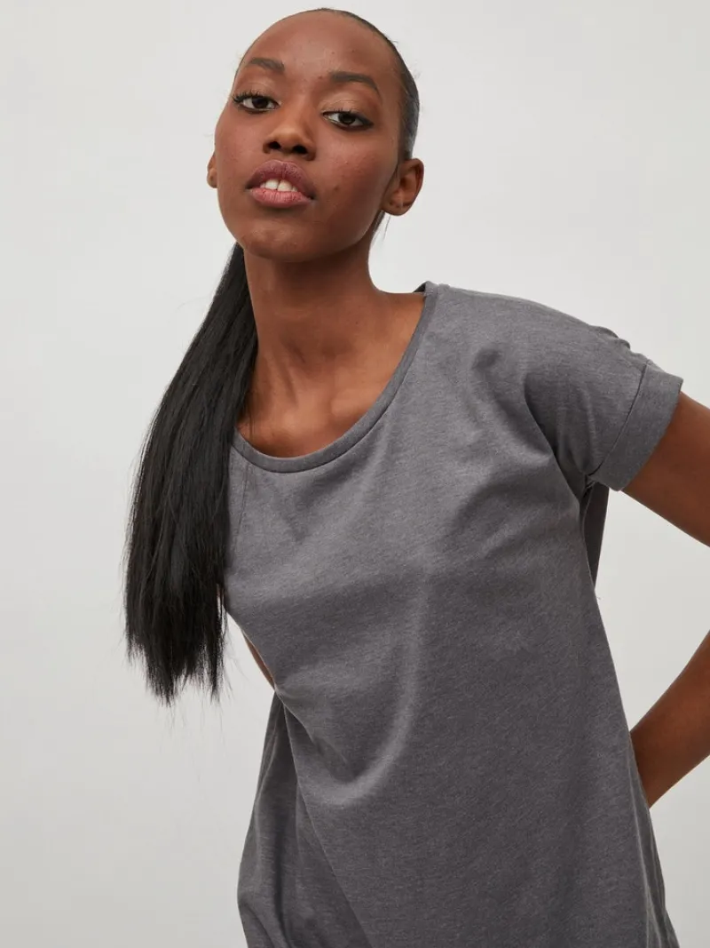 Vila Kleider*VIDREAMERS S/S KNEE DRESS Medium Grey Melange