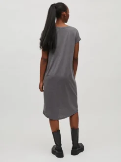 Vila Kleider*VIDREAMERS S/S KNEE DRESS Medium Grey Melange