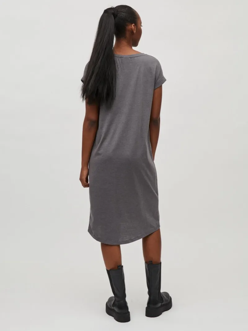 Vila Kleider*VIDREAMERS S/S KNEE DRESS Medium Grey Melange