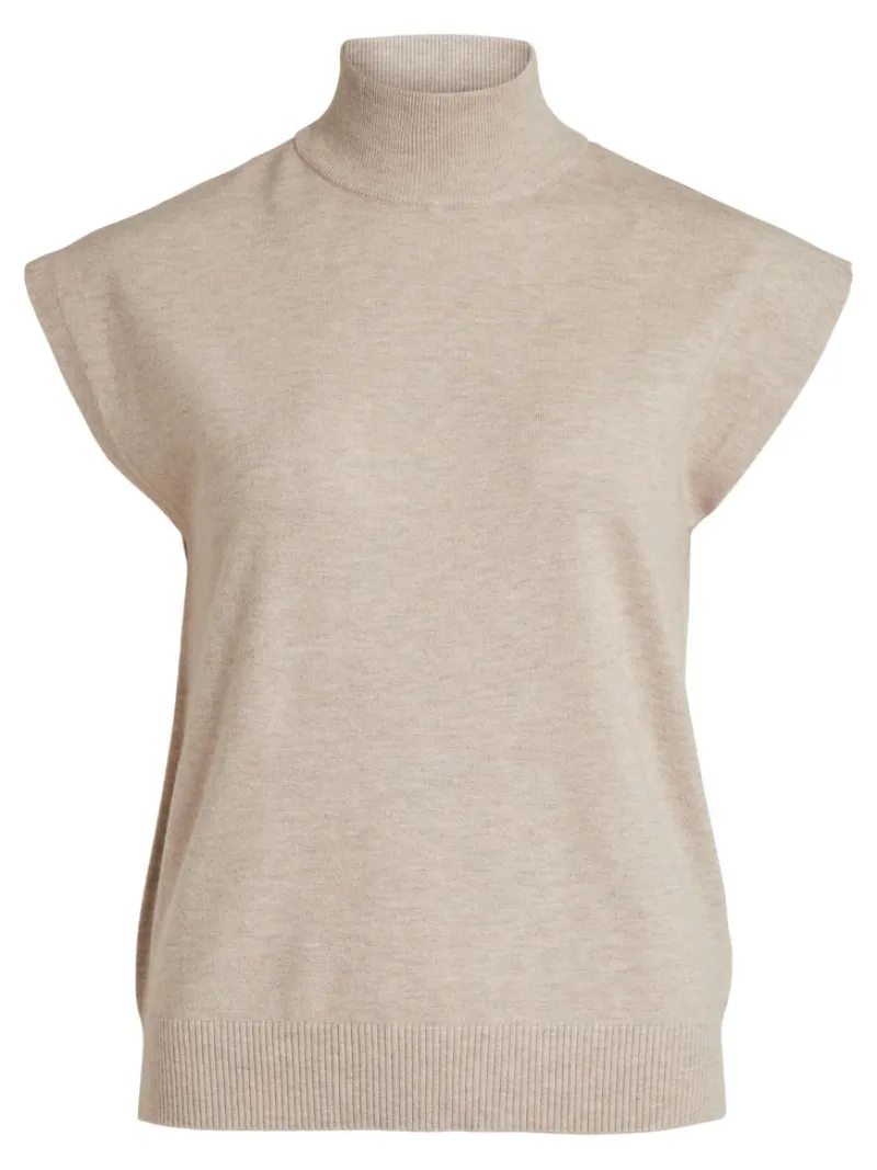 Vila Pullover & Sweatshirts*VIELASTA S/L HIGH NECK KNIT VEST/BF natural melange
