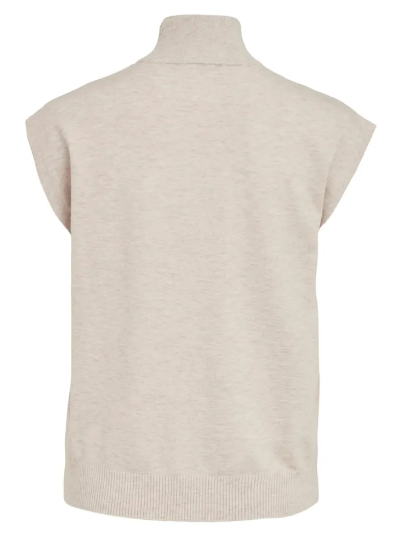 Vila Pullover & Sweatshirts*VIELASTA S/L HIGH NECK KNIT VEST/BF natural melange