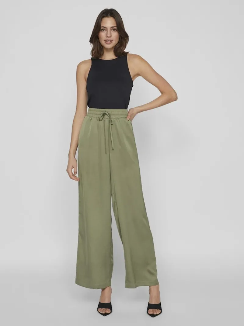 Vila Hosen*VIELLETTE HW WIDE PANTS-NOOS oil green