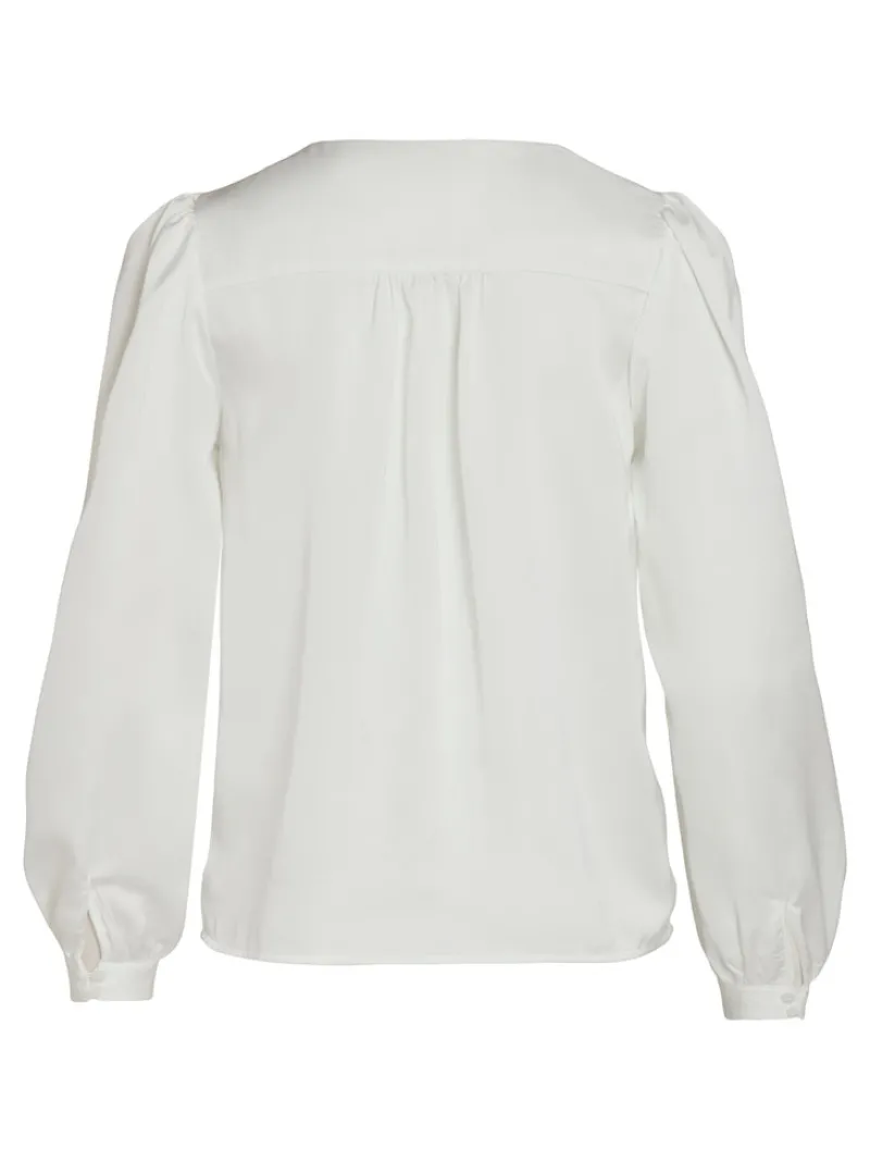 Vila Blusen*VIELLETTE V-NECK L/S SHIRT - NOOS Snow White