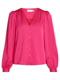 Vila Blusen*VIELLETTE V-NECK L/S SHIRT - NOOS pink yarrow