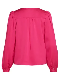 Vila Blusen*VIELLETTE V-NECK L/S SHIRT - NOOS pink yarrow