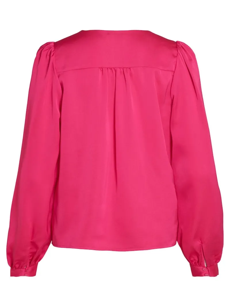 Vila Blusen*VIELLETTE V-NECK L/S SHIRT - NOOS pink yarrow
