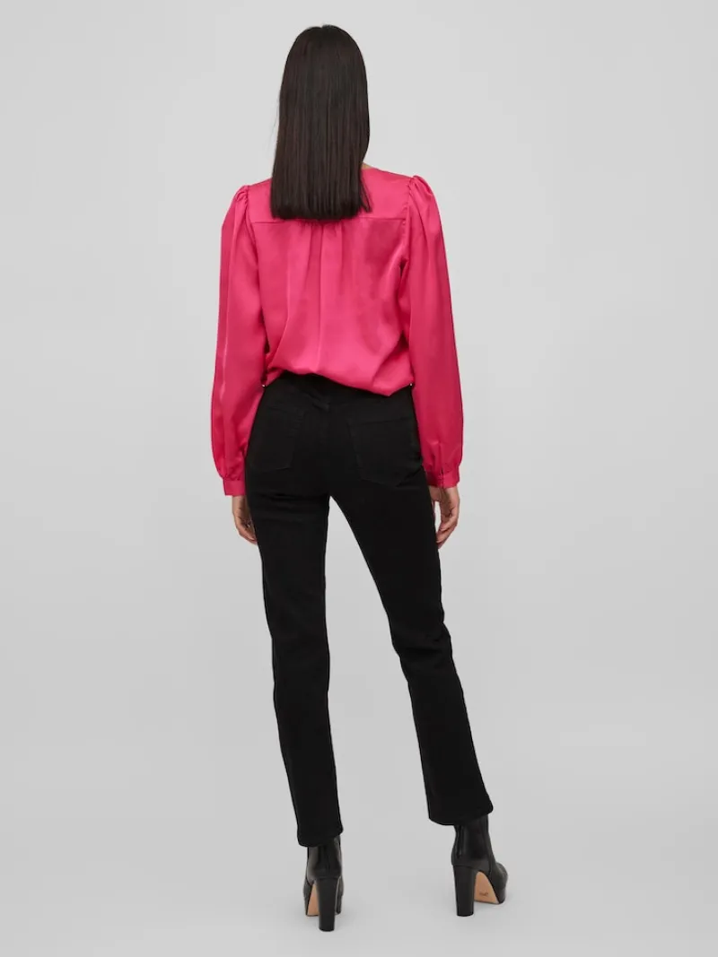 Vila Blusen*VIELLETTE V-NECK L/S SHIRT - NOOS pink yarrow