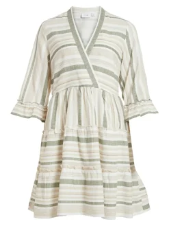 Vila Kleider*VIETNI 3/4 SLEEVE SHORT WRAP DRESS cloud dancer 1