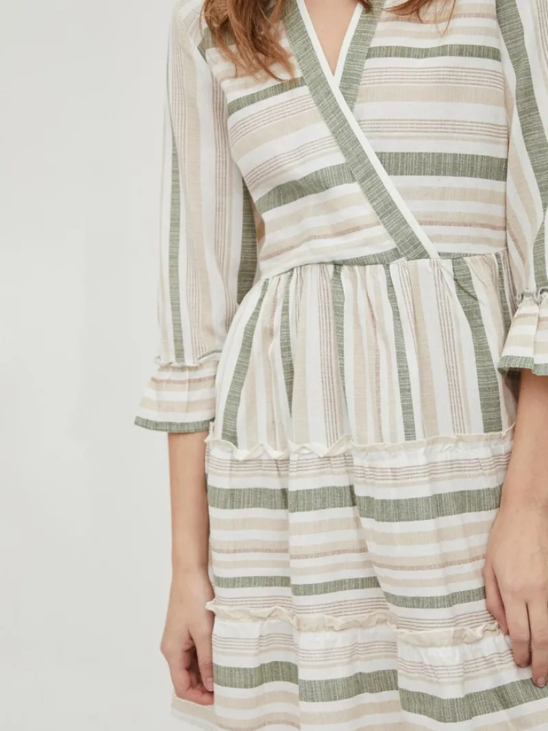 Vila Kleider*VIETNI 3/4 SLEEVE SHORT WRAP DRESS cloud dancer 1