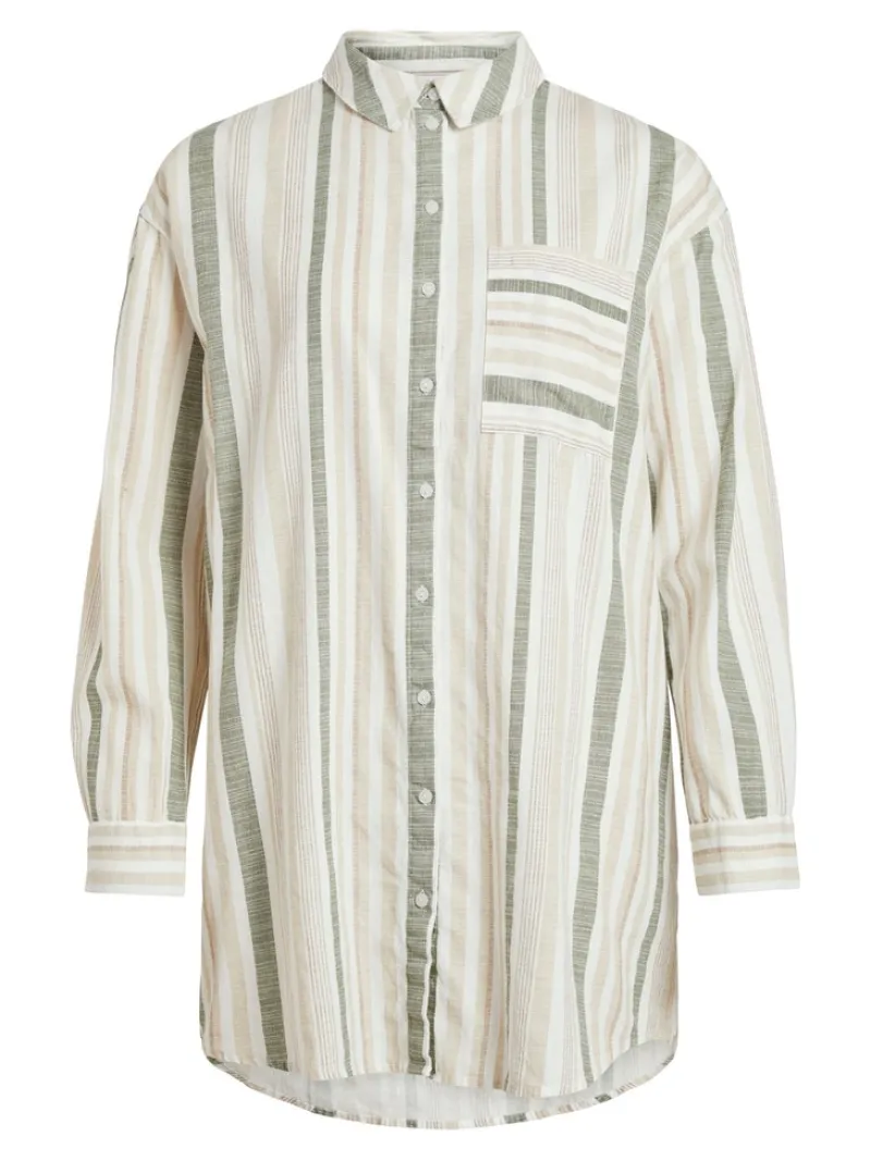 Vila Blusen*VIETNI L/S LONG SHIRT Cloud Dancer