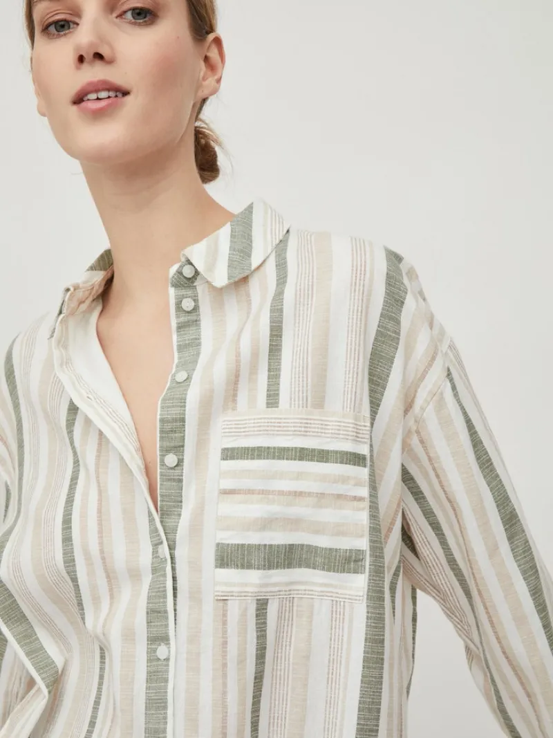 Vila Blusen*VIETNI L/S LONG SHIRT Cloud Dancer