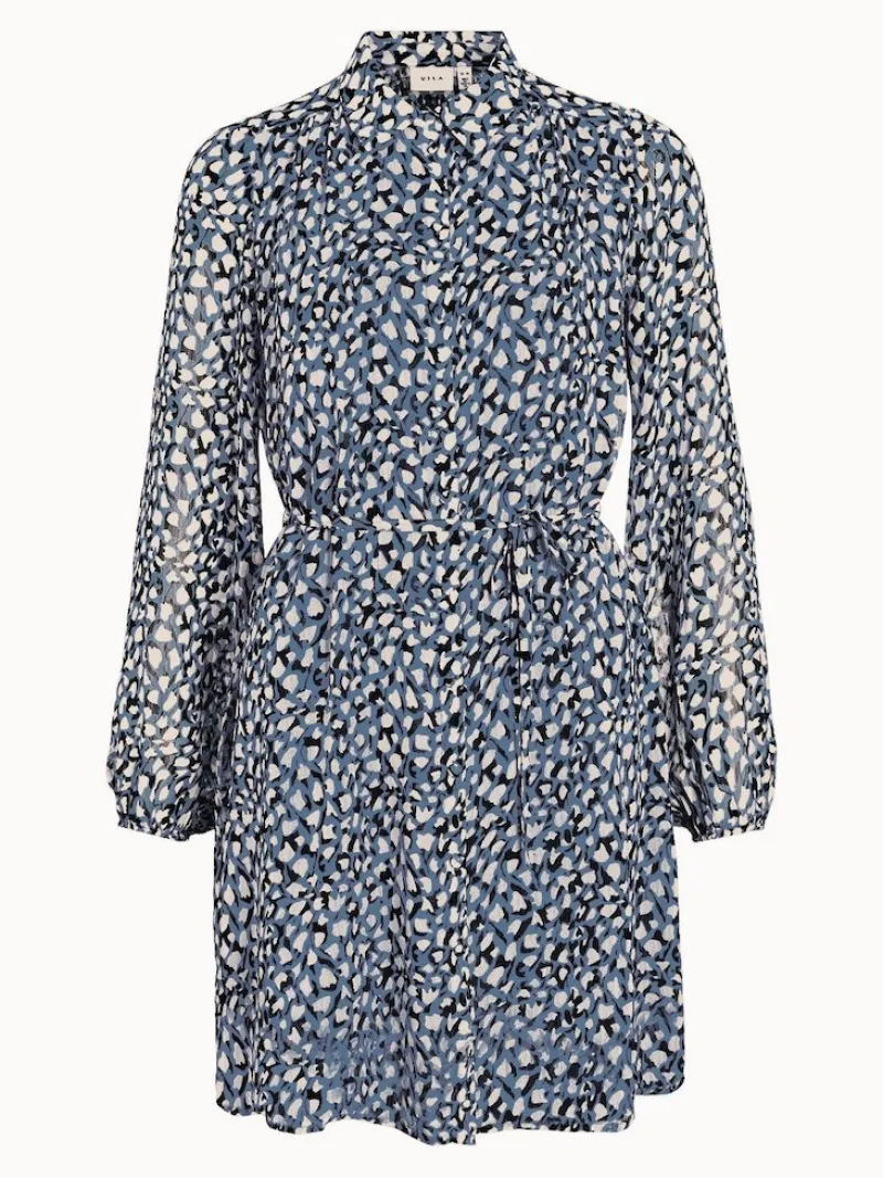 Vila Kleider*VIFALIA ROE L/S SHORT SHIRT DRESS/SU/PB True Blue