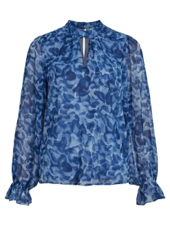 Vila Blusen*VIFALIA ROE L/S TOP/SU/PB True Blue
