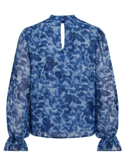 Vila Blusen*VIFALIA ROE L/S TOP/SU/PB True Blue