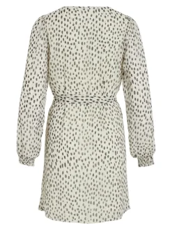 Vila Kleider*VIFALIA SMOCK V-NECK L/S DRESS - NOOS egret