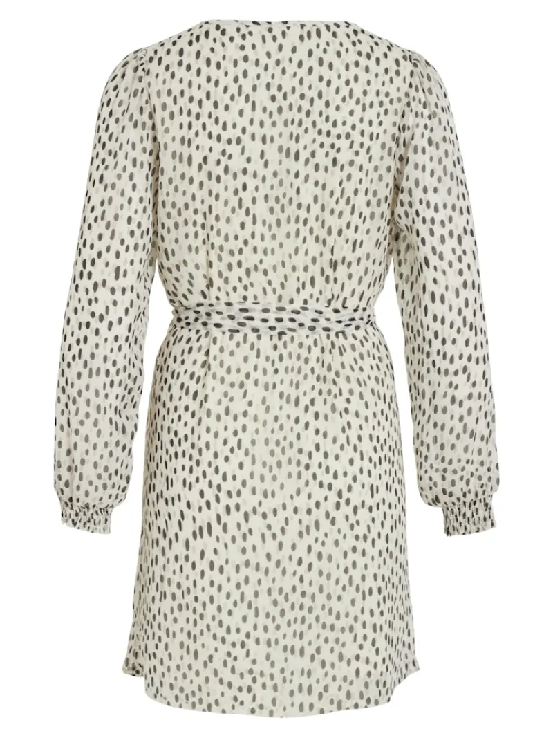 Vila Kleider*VIFALIA SMOCK V-NECK L/S DRESS - NOOS egret