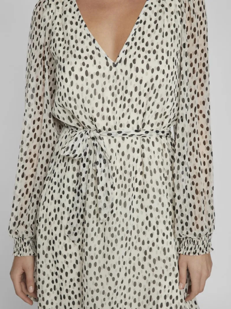 Vila Kleider*VIFALIA SMOCK V-NECK L/S DRESS - NOOS egret