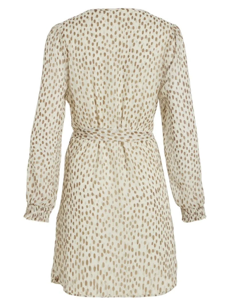 Vila Kleider*VIFALIA SMOCK V-NECK L/S DRESS - NOOS birch