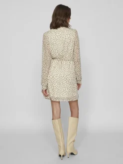 Vila Kleider*VIFALIA SMOCK V-NECK L/S DRESS - NOOS birch