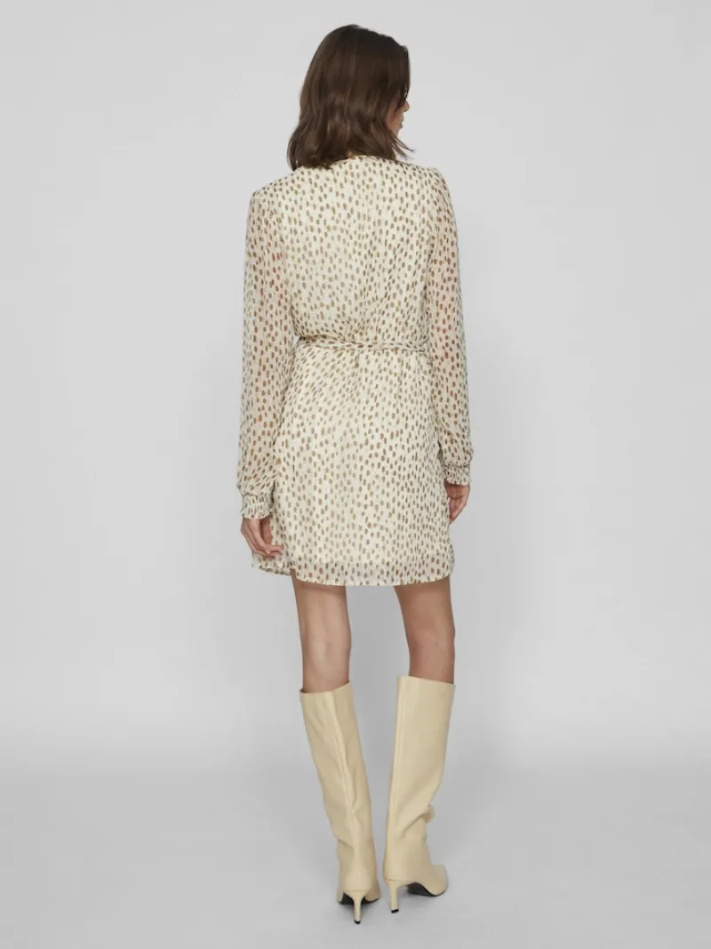 Vila Kleider*VIFALIA SMOCK V-NECK L/S DRESS - NOOS birch