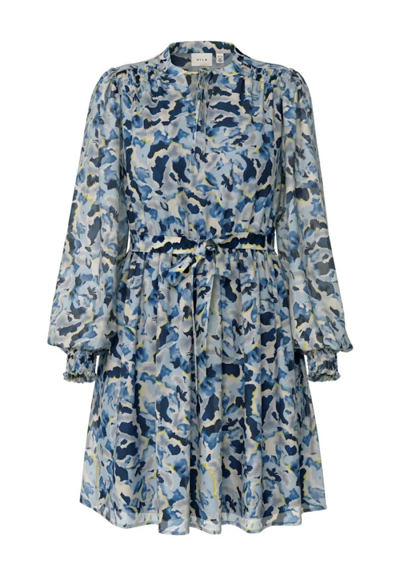 Vila Kleider*VIFALIA TWI L/S SHORT DRESS/DFS cornstalk