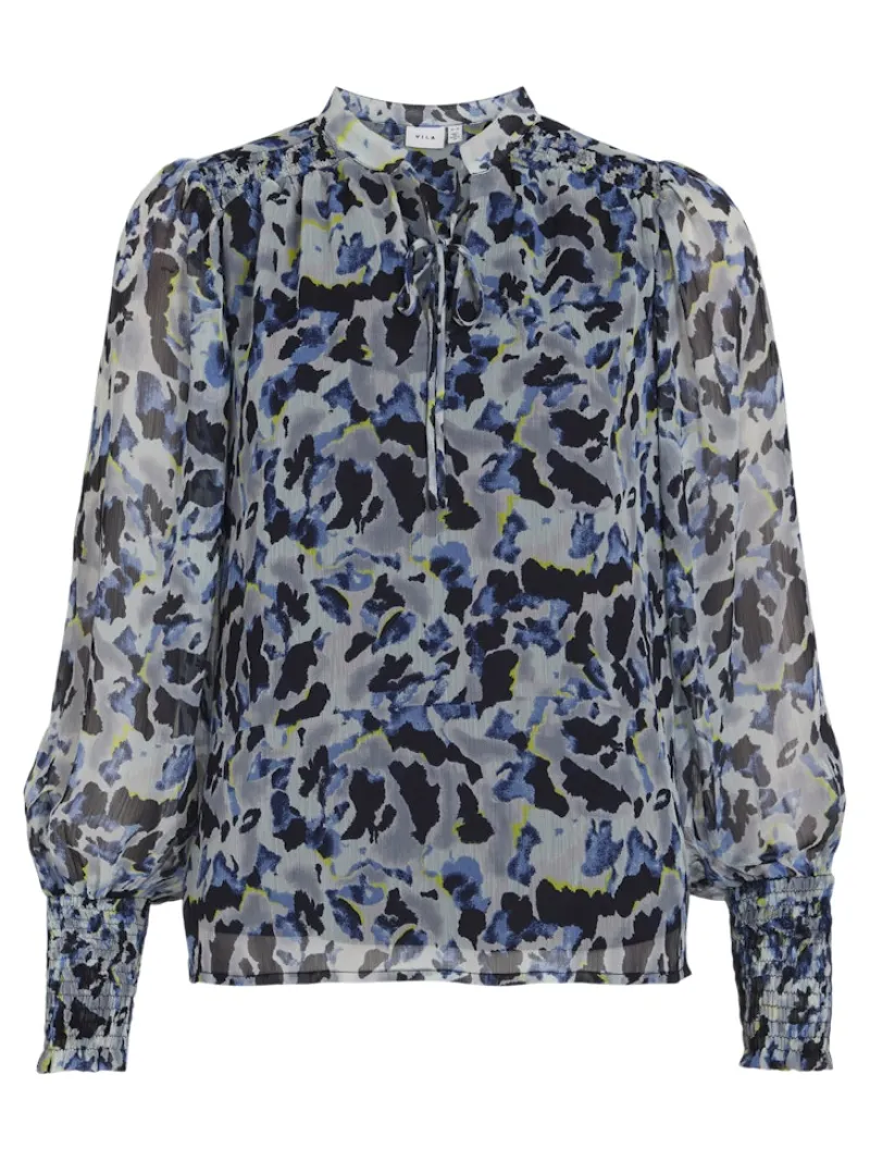 Vila Blusen*VIFALIA TWI TIE NECK L/S TOP/DFS cornstalk