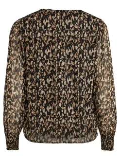 Vila Blusen*VIFALIA V-NECK L/S TOP Black