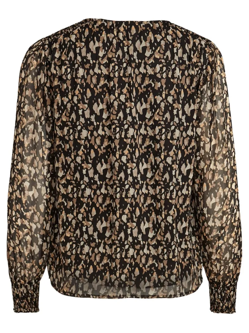 Vila Blusen*VIFALIA V-NECK L/S TOP Black